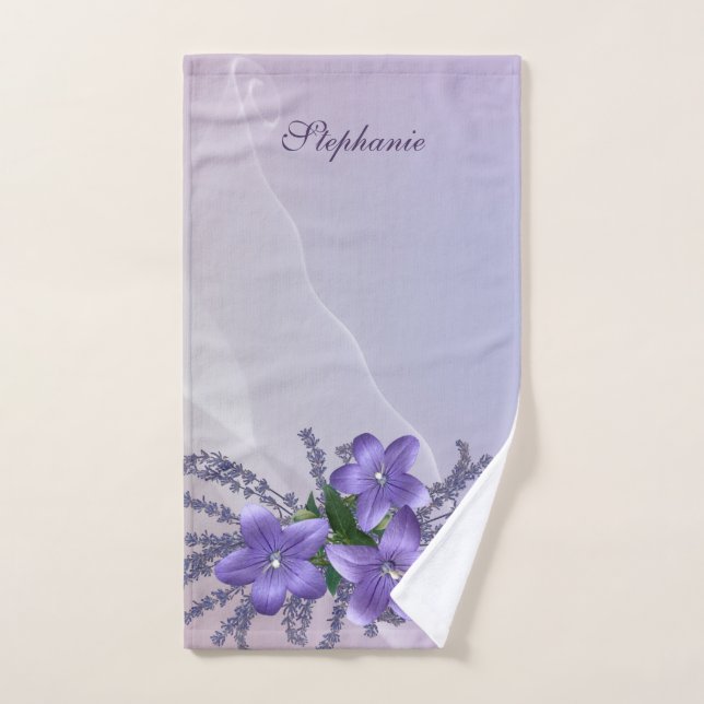 Flowers Campanula Lavender Light Purple Background Hand Towel (Hand Towel)