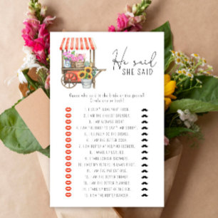 Flowers cart - He said she said bridal shower game