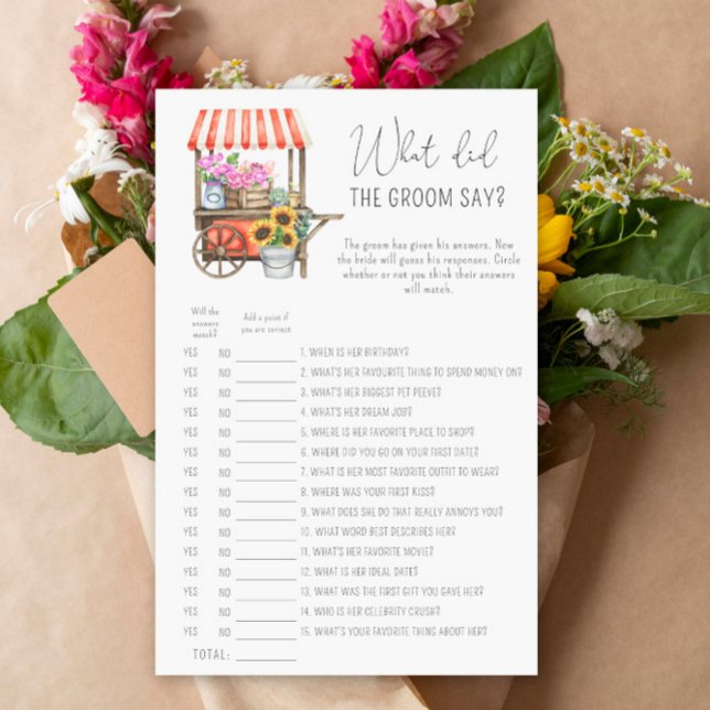 Flowers cart - What did the groom say bridal game (Creator Uploaded)