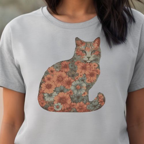  Flowers Cat Flower Blossom Cat Flowers and Cat T_Shirt