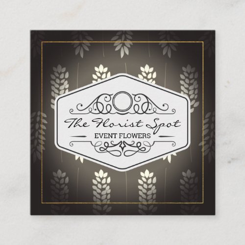 Flowers  Catering  Botanical Pattern Square Business Card