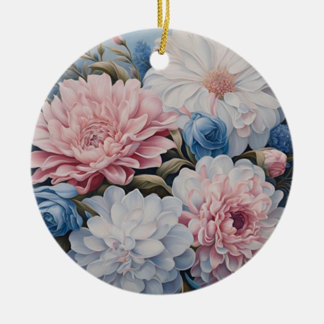 Flowers Ceramic Ornament (Front)