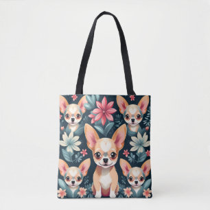 Flowers Chihuahua Pet Tote Bag
