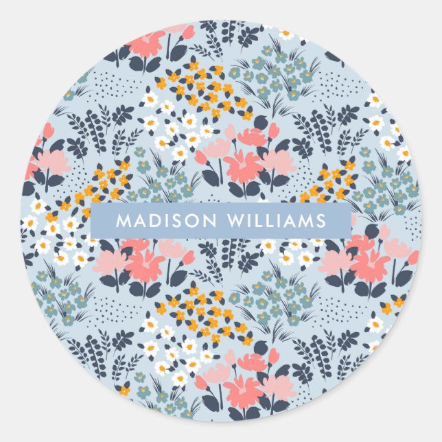Flowers  classic round sticker (Front)