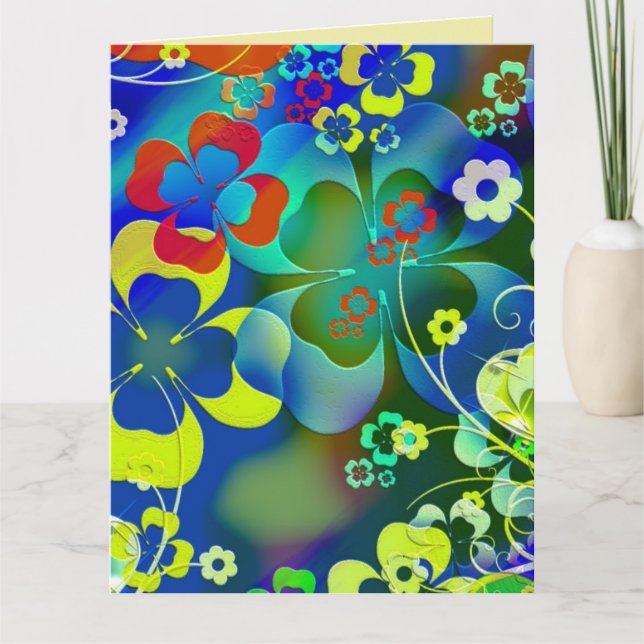 FLOWERS CLOVER ART BIRTHDAY BIG CARDS (Front)