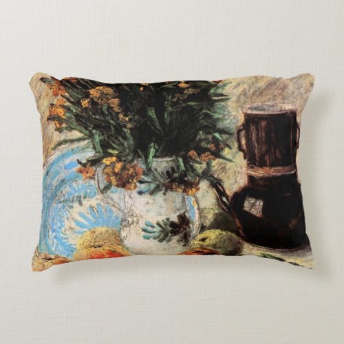 Flowers Coffeepot and Fruit by Vincent van Gogh Accent Pillow