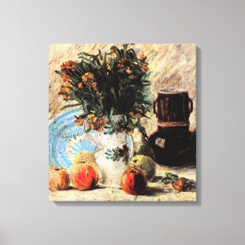 Flowers Coffeepot and Fruit by Vincent van Gogh Canvas Print