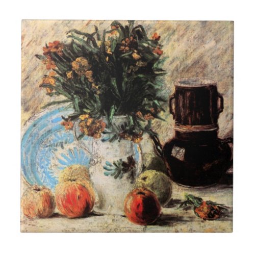 Flowers Coffeepot and Fruit by Vincent van Gogh Ceramic Tile