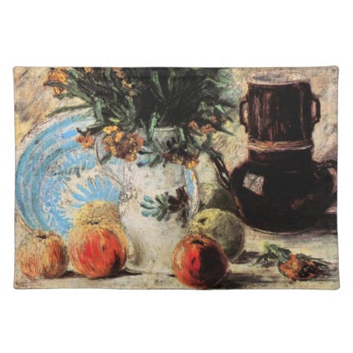 Flowers Coffeepot and Fruit by Vincent van Gogh Cloth Placemat