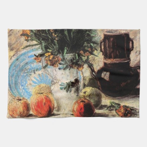 Flowers Coffeepot and Fruit by Vincent van Gogh Kitchen Towel