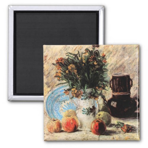 Flowers Coffeepot and Fruit by Vincent van Gogh Magnet