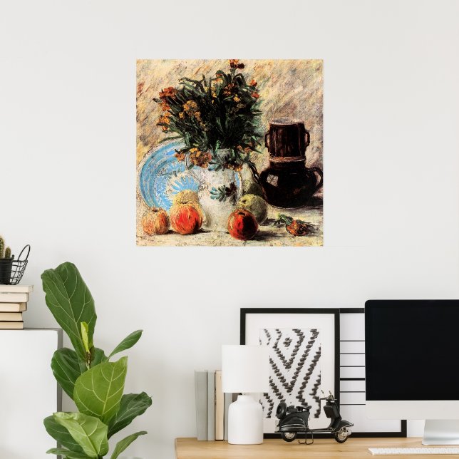 Flowers, Coffeepot and Fruit by Vincent van Gogh Poster (Home Office)