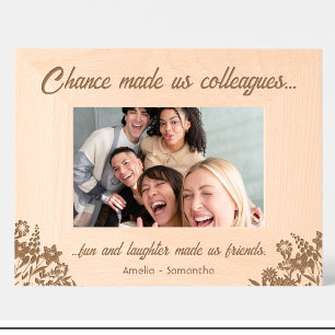 Flowers Colleagues Names Engraved Wood Frame 