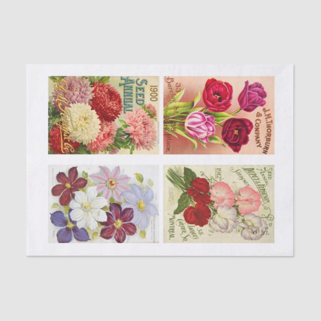 Flowers Collection Collage Vintage Decoupage Tissue Paper (Front)