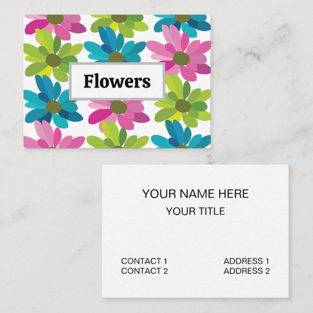 Flowers Colorful Flowers Business Card (Front/Back)