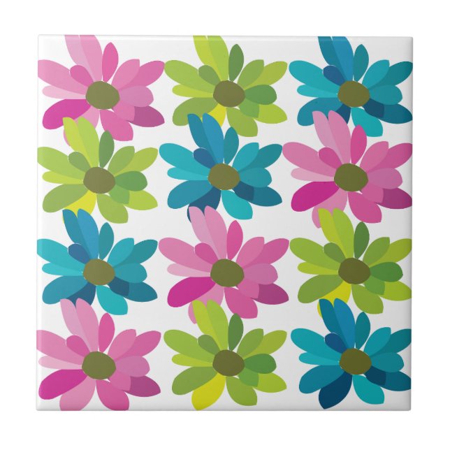 Flowers Colorful Flowers Ceramic Tile (Front)