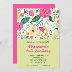 Flowers Colorful Simple 96th birthday invitations