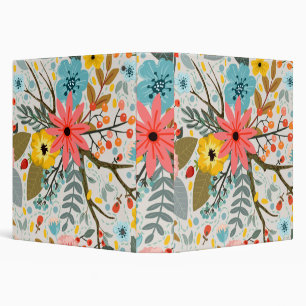 Flowers Colorful Watercolor Cute 3 Ring Binder