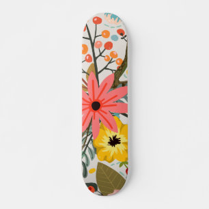 Flowers Colorful Watercolor Cute Skateboard