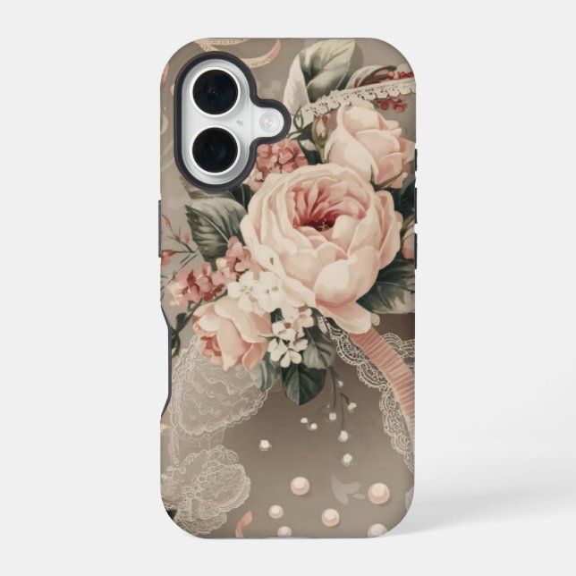 Flowers Coquette Pattern Muted Tones iPhone Case (Back)