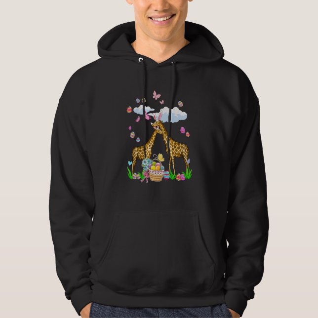 Flowers Couple Bunny Giraffes Easter Day Hearts Fa Hoodie (Front)
