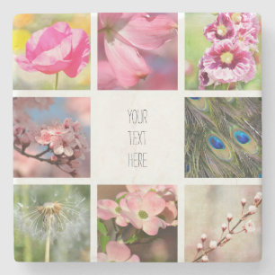Flowers Create Your Own Photo Collage     Stone Coaster