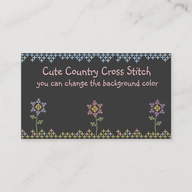 Flowers cross stitch crafts business cards (Front)