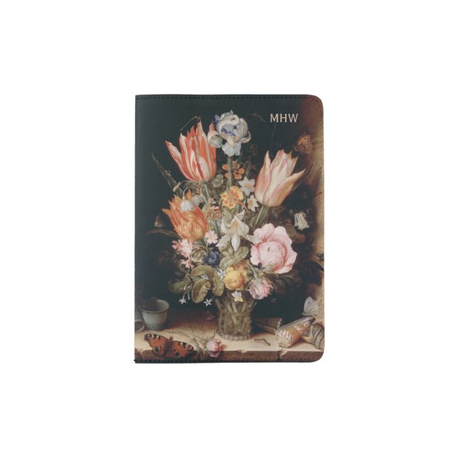 Flowers custom monogram passport cover (Front)