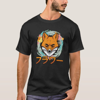 Flowers - Cute Kawaii Anime Fox - Japanese Aesthet T-Shirt