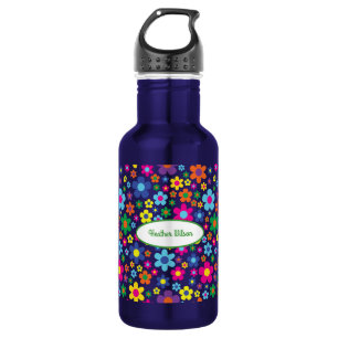 Flowers Cute Kids Water Bottle with Name