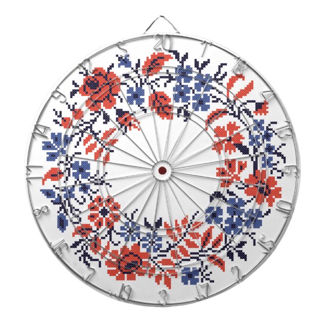 Flowers cycle dartboard with darts (Front)