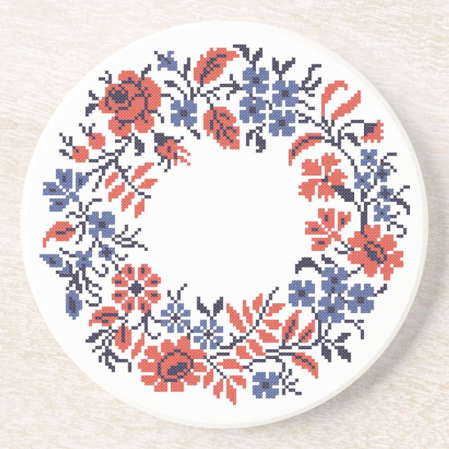 Flowers cycle sandstone coaster (Front)
