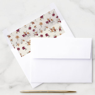 Flowers Dainty Gold Maroon Pattern Envelope Liner