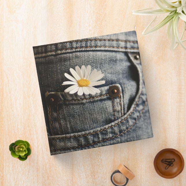 Flowers | Daisy in Jeans Pocket 3 Ring Binder (In Situ)
