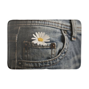 Flowers Daisy in Jeans Pocket Bath Mat
