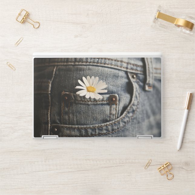 Flowers | Daisy in Jeans Pocket HP Laptop Skin (Desk)