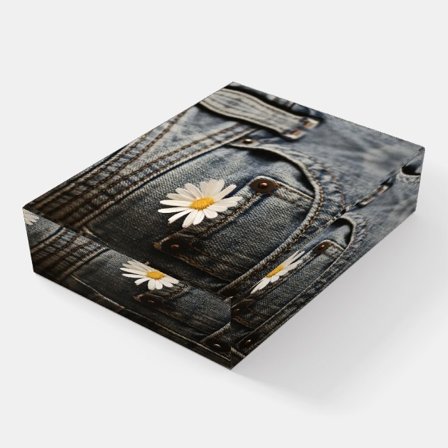 Flowers | Daisy in Jeans Pocket Paperweight (Angled)