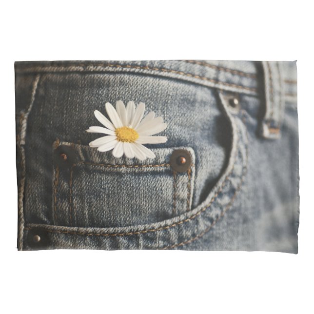 Flowers | Daisy in Jeans Pocket Pillow Case (Front)
