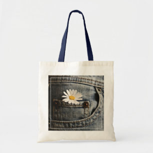 Flowers Daisy in Jeans Pocket Tote Bag