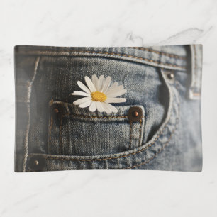 Flowers Daisy in Jeans Pocket Trinket Tray