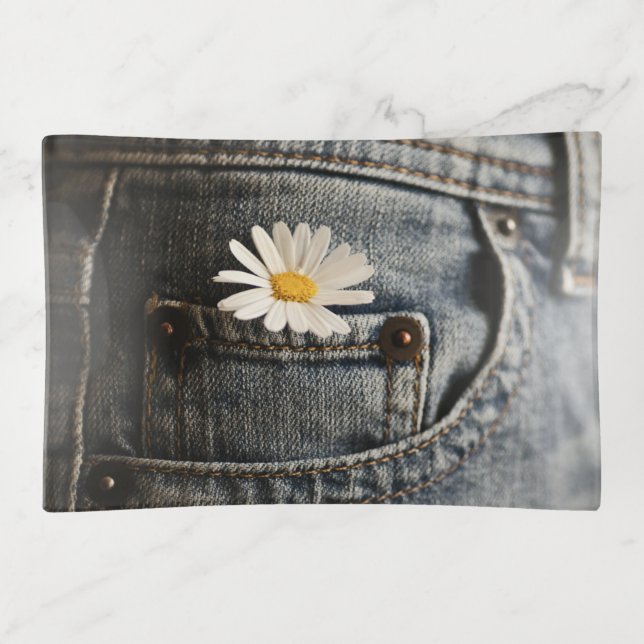 Flowers | Daisy in Jeans Pocket Trinket Tray (Front)
