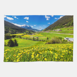 Flowers Dandelion Canton of Grisons, Switzerland Kitchen Towel