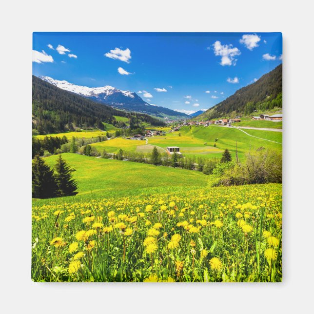 Flowers | Dandelion Canton of Grisons, Switzerland Magnet (Front)