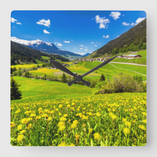 Flowers   Dandelion Canton of Grisons, Switzerland Square Wall Clock