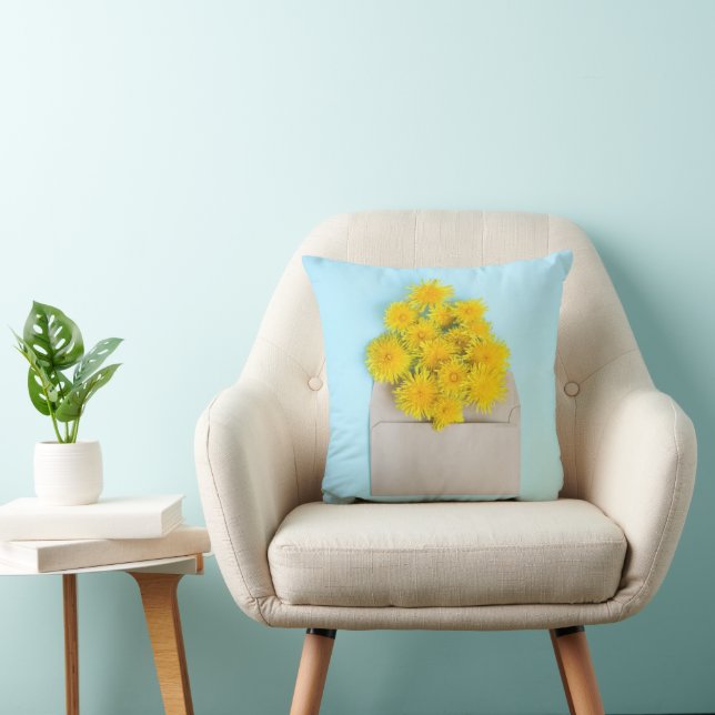 Flowers | Dandelions in Envelope Throw Pillow (Chair)