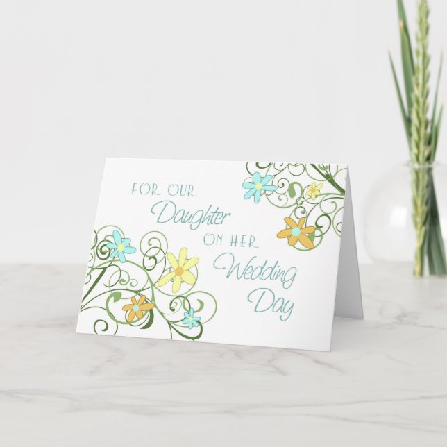 Flowers Daughter Wedding Congratulations Card (Front)