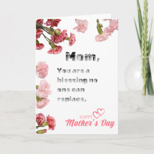 Flowers Decorated Mom is a Blessing Holiday Card