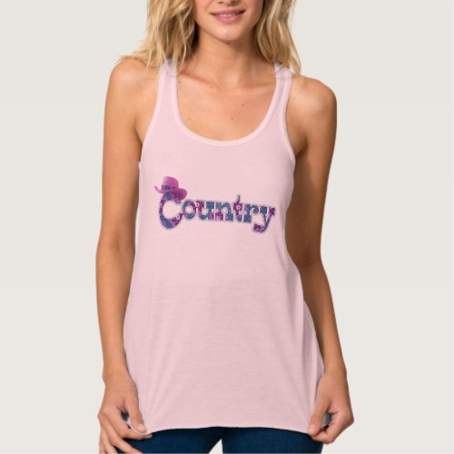 Flowers denim country hat graphic t_shirt tank top