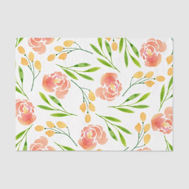 Flowers (Design 45 Yellow/Orange Series) Tissue Paper (Front)