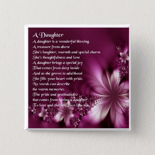 Flowers Design Daughter Poem Button